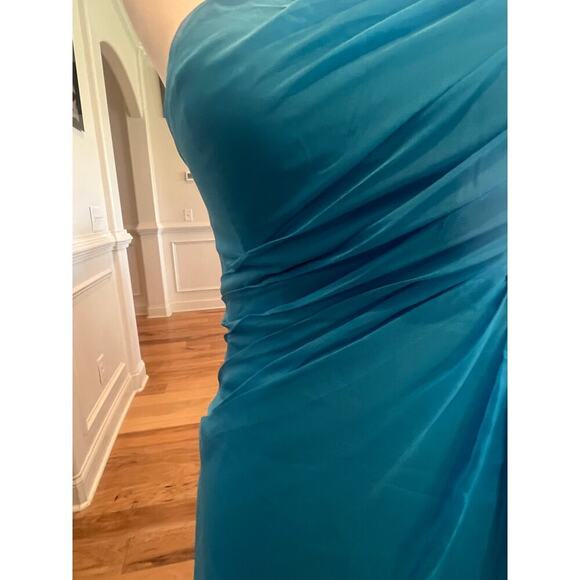 PRECIOUS FORMAL NWT BLUE JEWELED ONE SHOULDER GOWN WAIST JEWELED CUTOUT WOMENS 4 - Picture 12 of 16